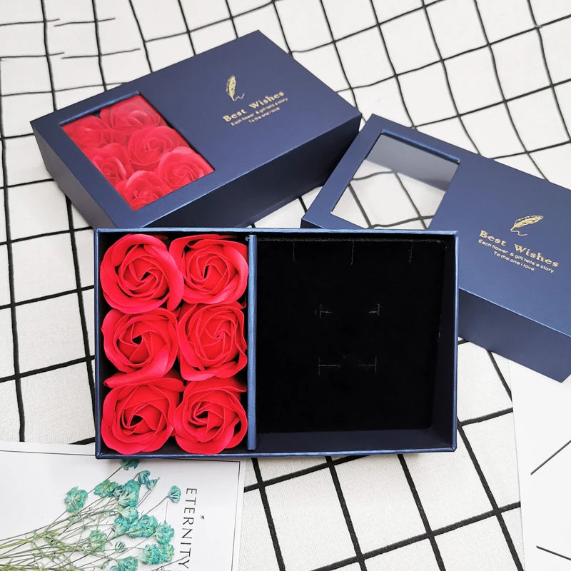 Caixa de Presente com 6 Rosas + Sacola para Presentear